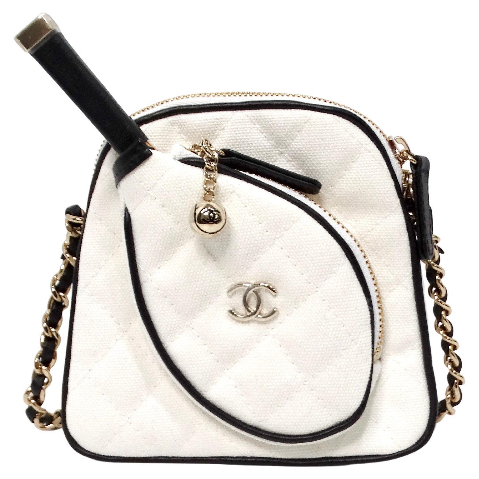 Chanel 2023 Coco Masters White Mini Tennis Cloth Crossbody Bag