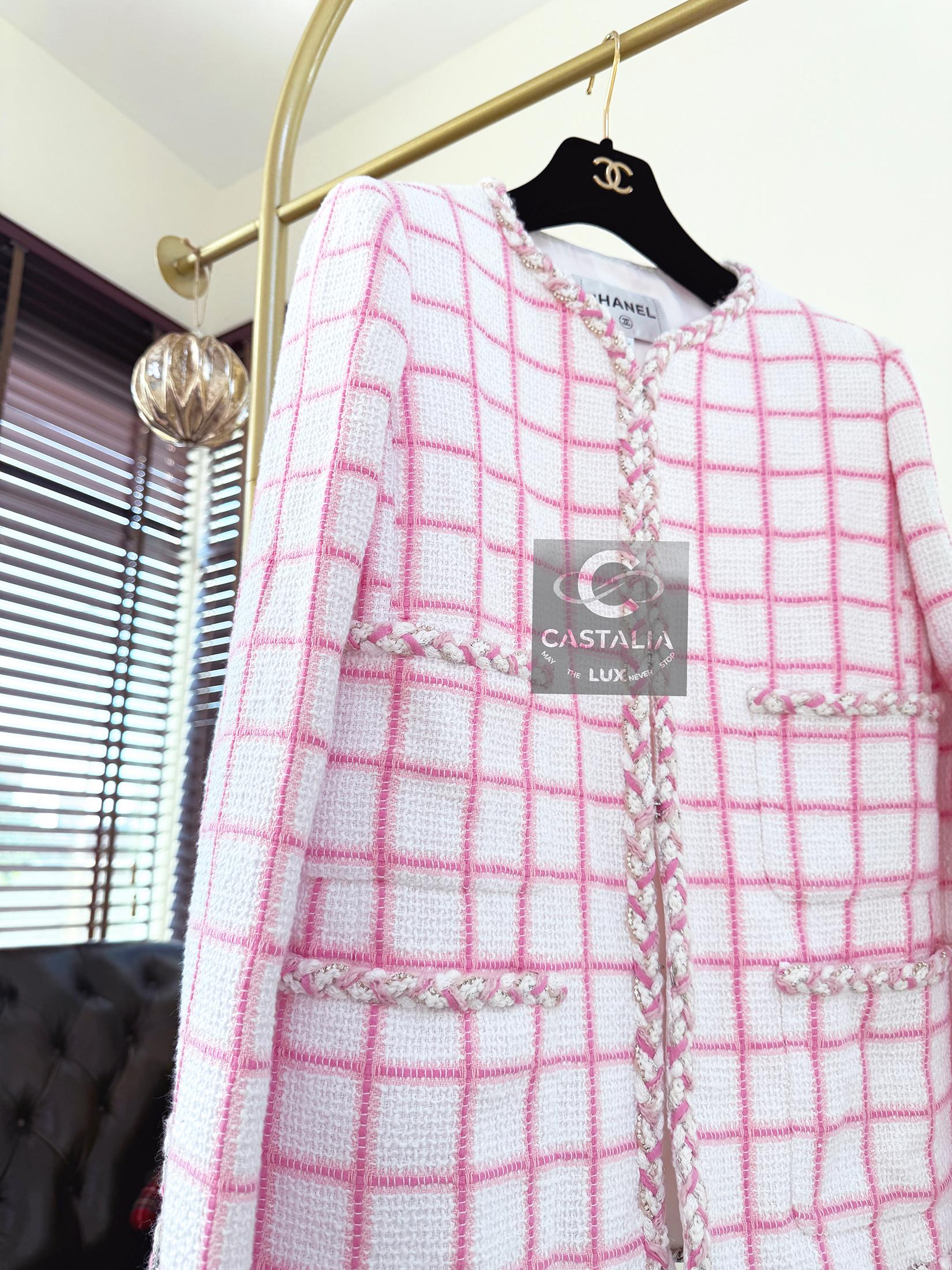 Chanel 2023 Cruise New Jewel Decor White Tweed Jacket 36 FR 5