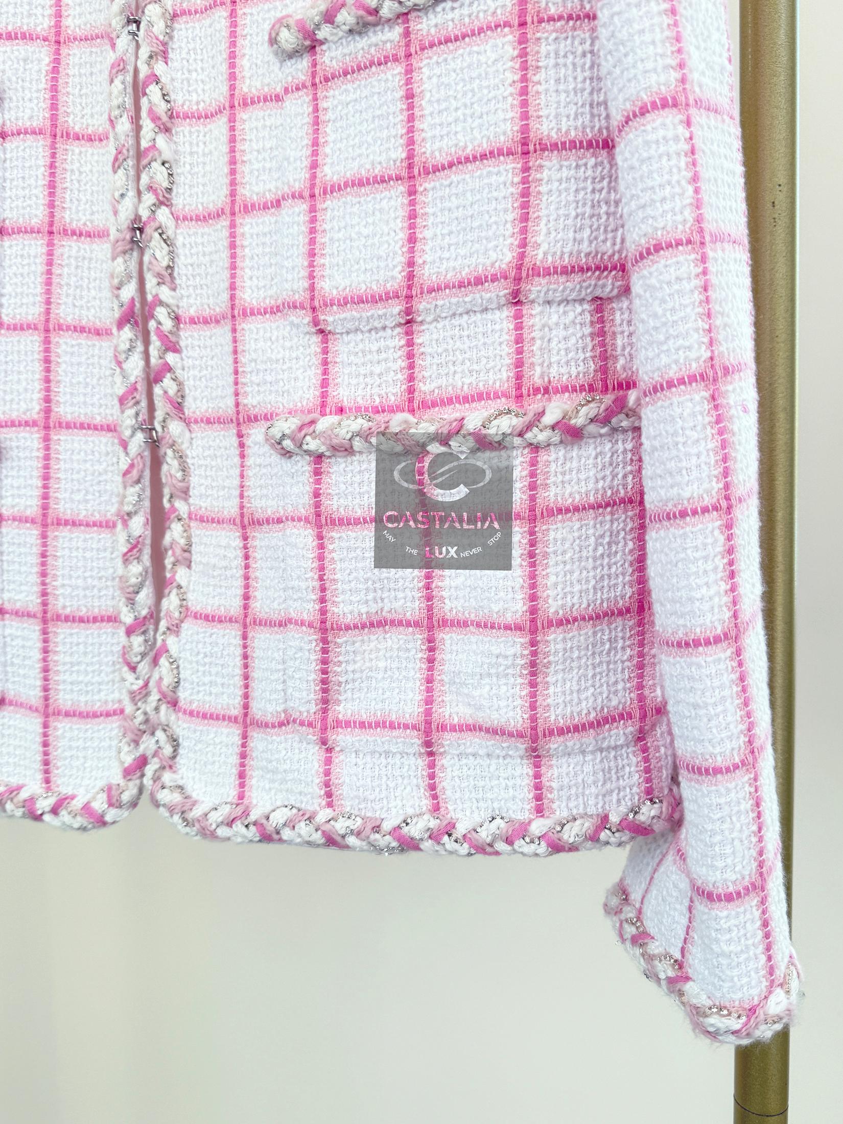 Chanel 2023 Cruise New Jewel Decor White Tweed Jacket 36 FR 6