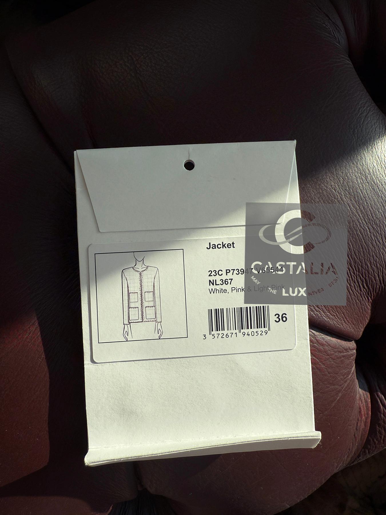 Chanel 2023 Cruise New Jewel Decor White Tweed Jacket 36 FR 12