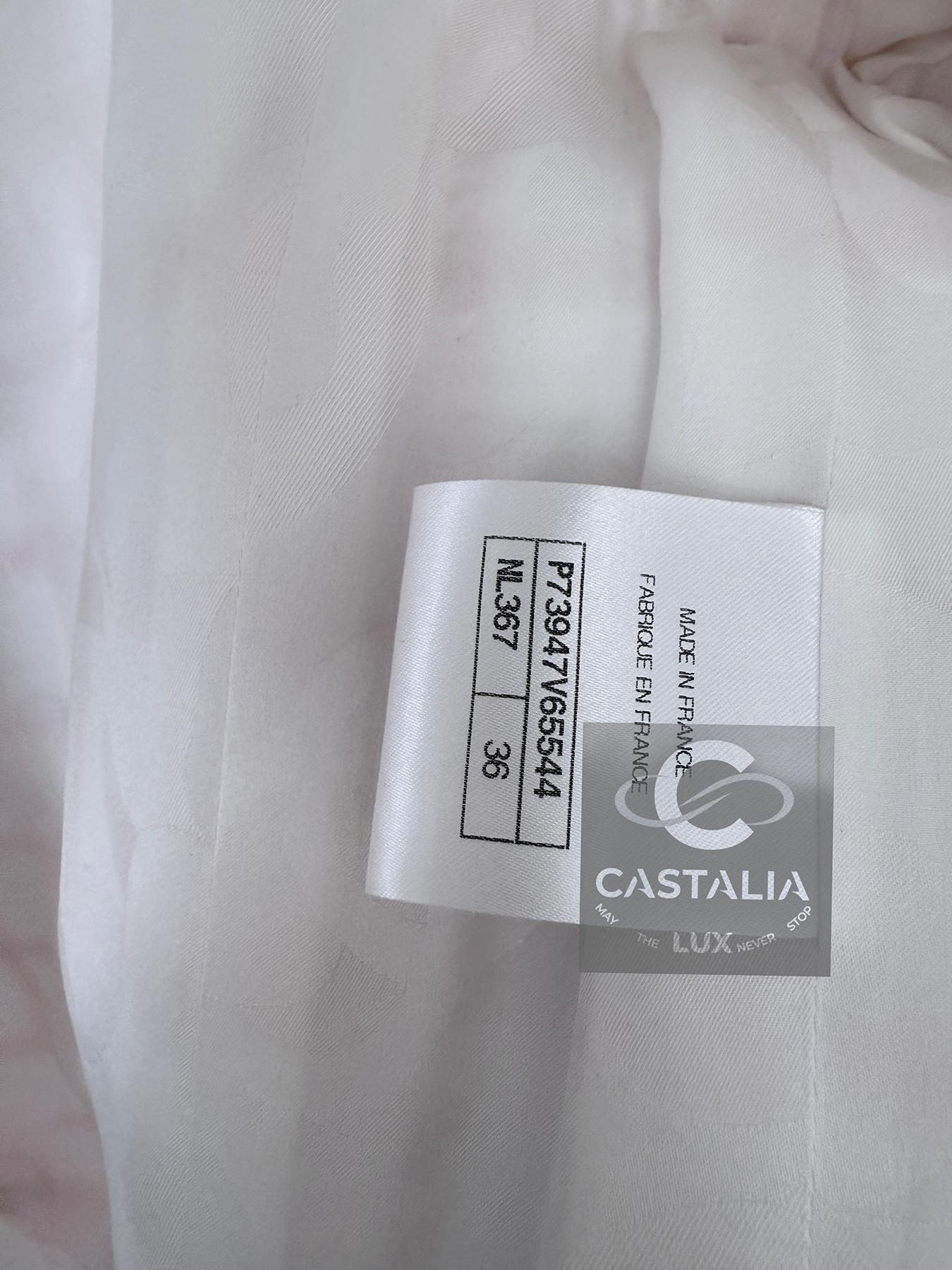 Chanel 2023 Cruise New Jewel Decor White Tweed Jacket 36 FR 15