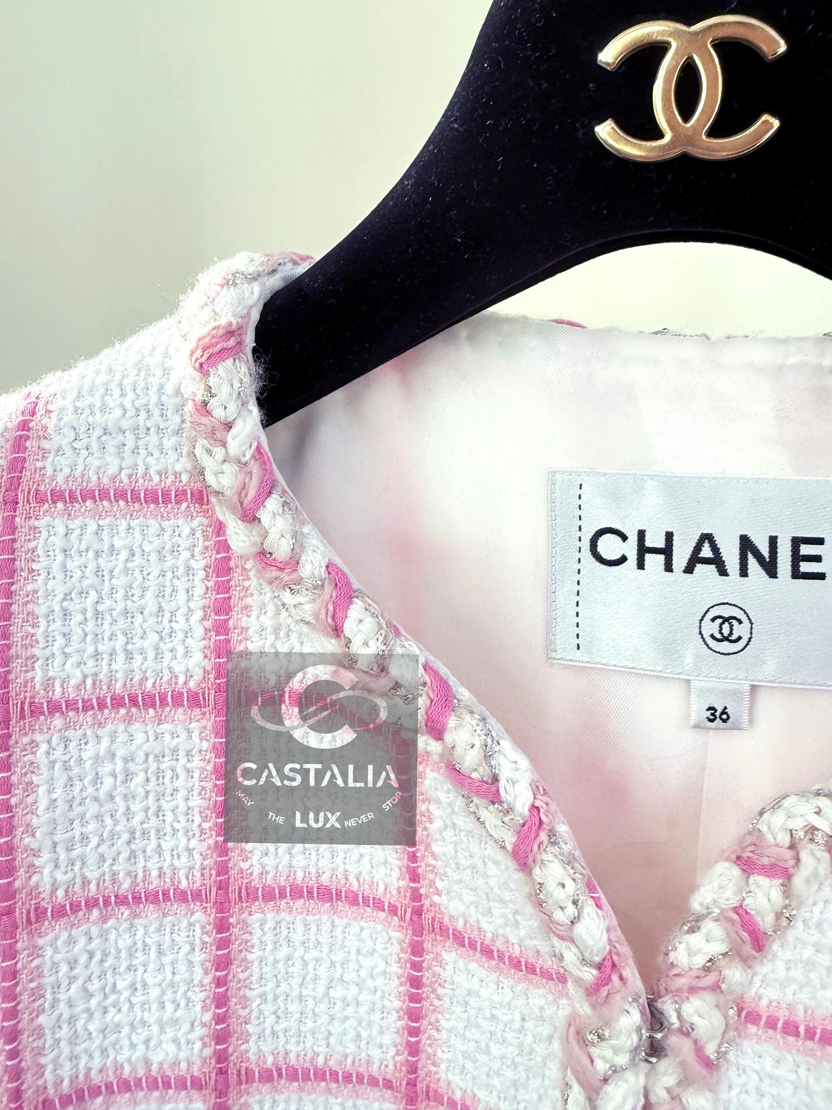 Chanel 2023 Cruise New Jewel Decor White Tweed Jacket 36 FR 1