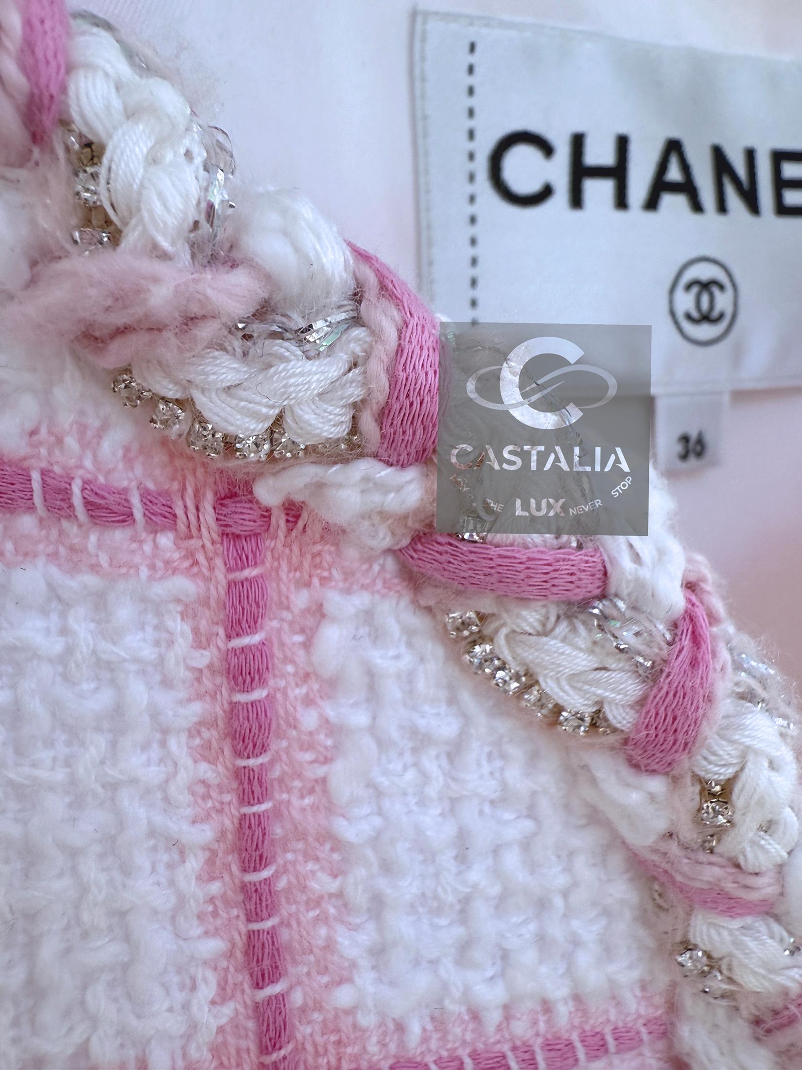 Chanel 2023 Cruise New Jewel Decor White Tweed Jacket 36 FR 4