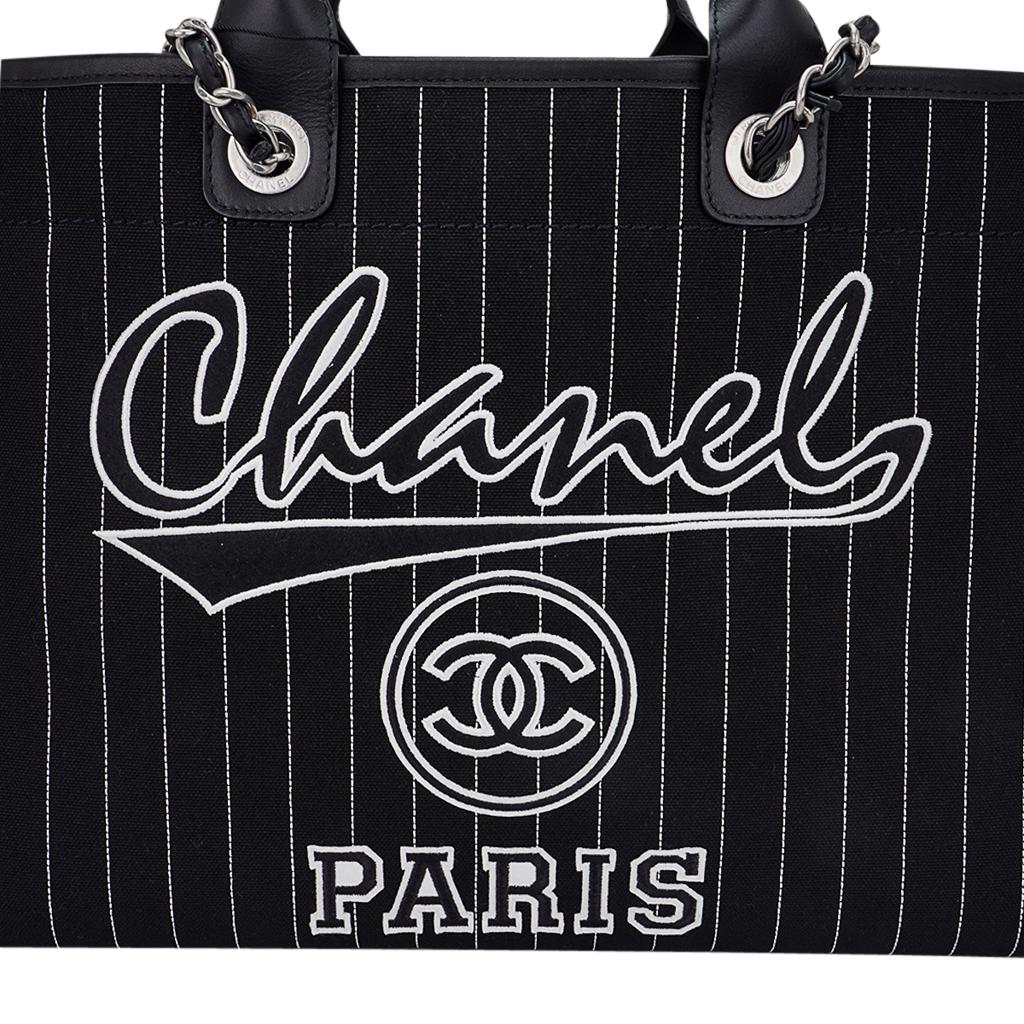 Black Chanel 2023 Deauville Large Shopping Tote Bag For Sale