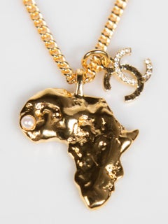 Chanel 2023 Gold Plated Faux Pearl Africa Necklace
