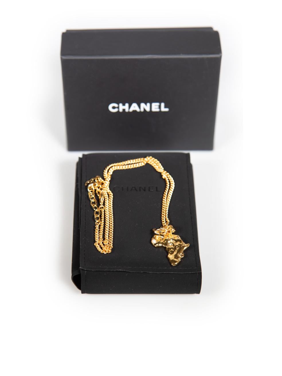 Chanel 2023 Gold Plated Faux Pearl Africa Necklace 2