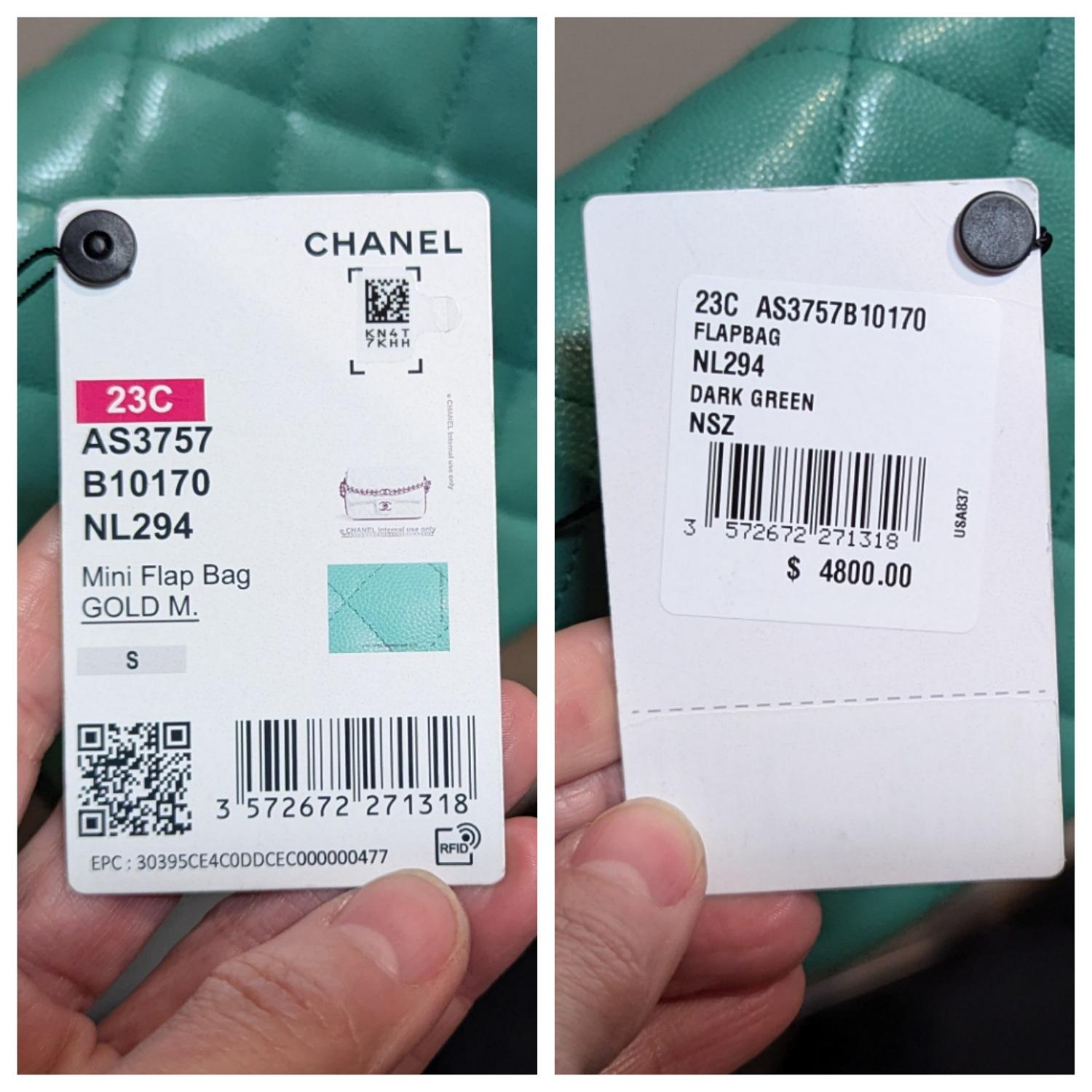 Chanel 2023 Green Caviar Quilted Mini CC You Flap 6
