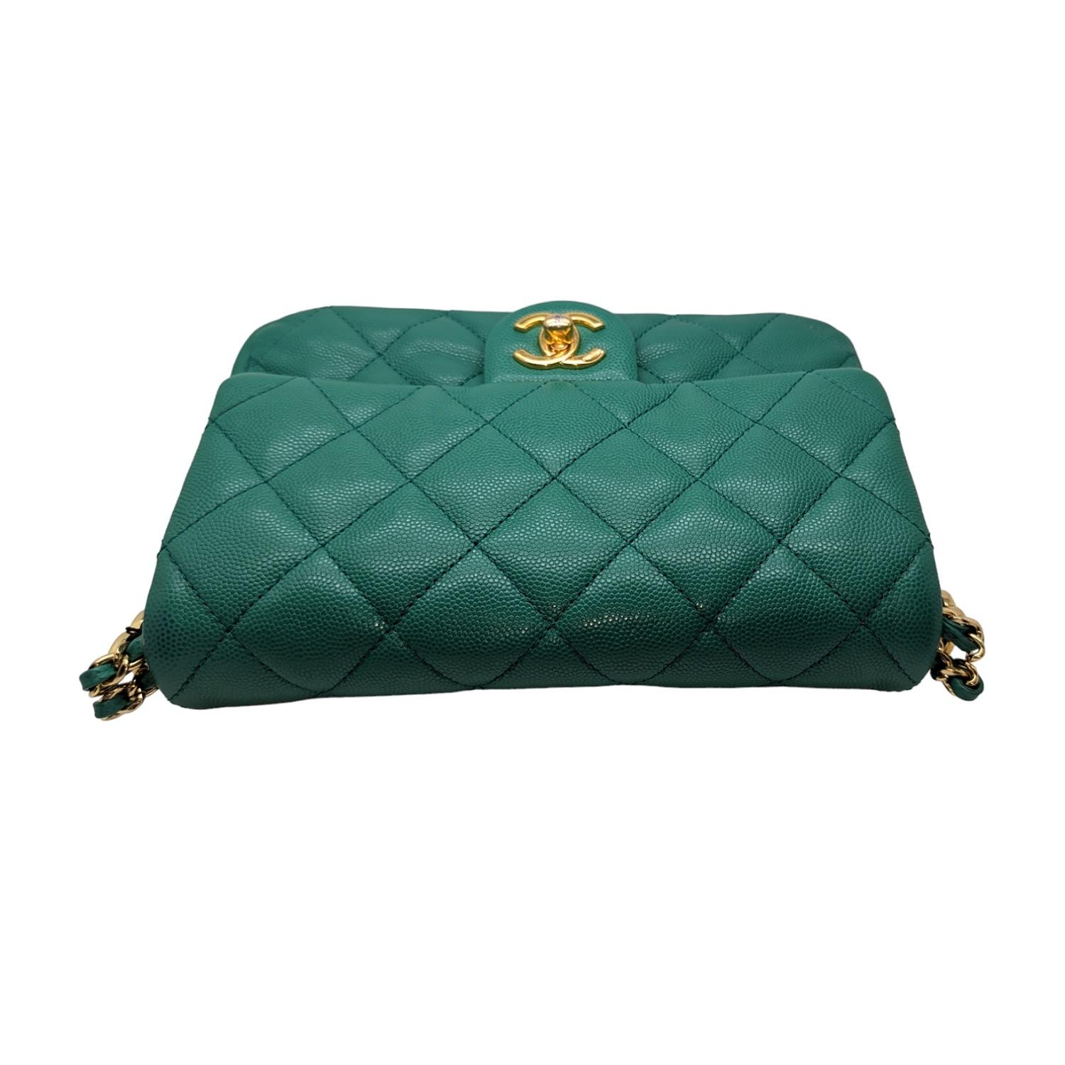 Chanel 2023 Green Caviar Quilted Mini CC You Flap 1
