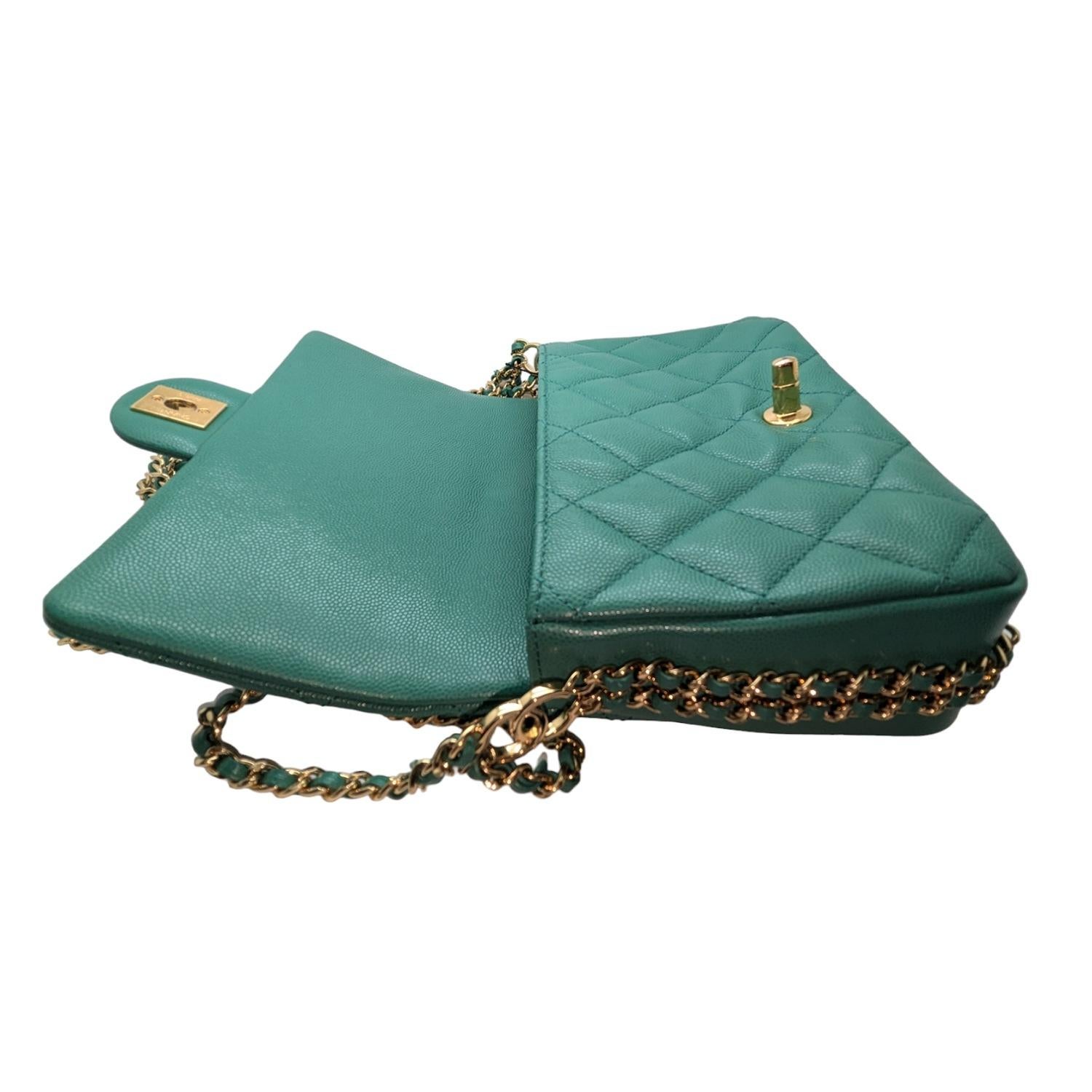 Chanel 2023 Green Caviar Quilted Mini CC You Flap 2