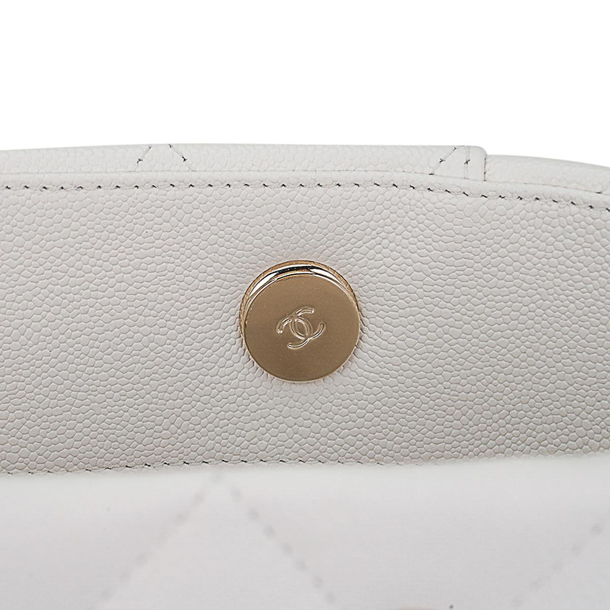 Chanel 2023 Limited Edition White Quilted Caviar Leather Large Tote Bag 12