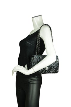 Chanel 2023 New Black/Silver Ombre Sequin Medium Classic Flap Bag