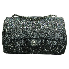 Chanel 2023 New Black/Silver Ombre Sequin Medium Classic Flap Bag