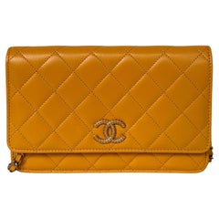 Chanel 2023 NUEVO Monedero Acolchado Amarillo Mostaza Sobre Cadena Bolso Crossbody WOC