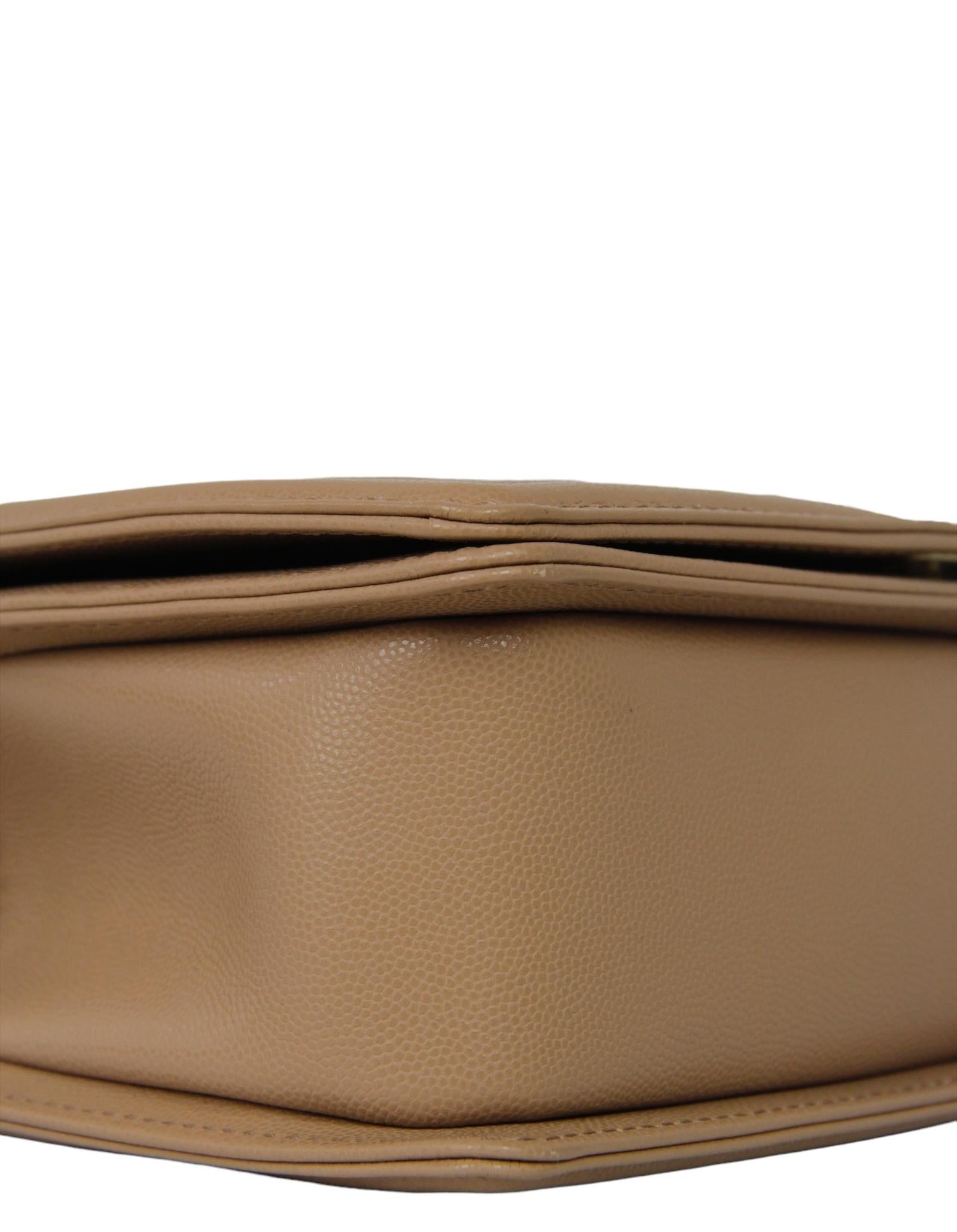 Women's Chanel 2023 NWT Dark Beige Caviar Medium Top Handle Boy Bag