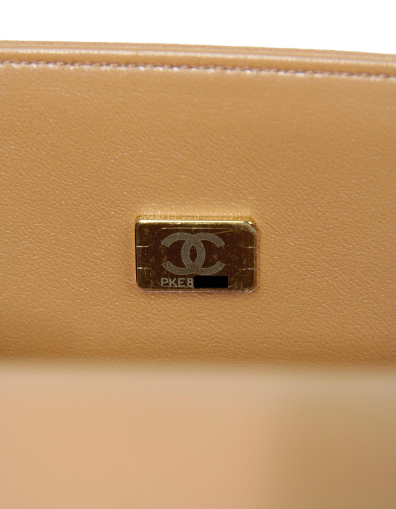 Chanel 2023 NWT Tan Caviar Leather Chevron Quilted Medium Boy Bag For Sale 4