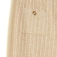 Chanel 2023 Pantalon Flare Or FR34 Beige Golden Knit Flare Pants UK6 US4 NWT