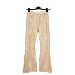 Chanel 2023 Pantalon Flare Or FR34 Beige Golden Knit Flare Pants UK6 US4 NWT