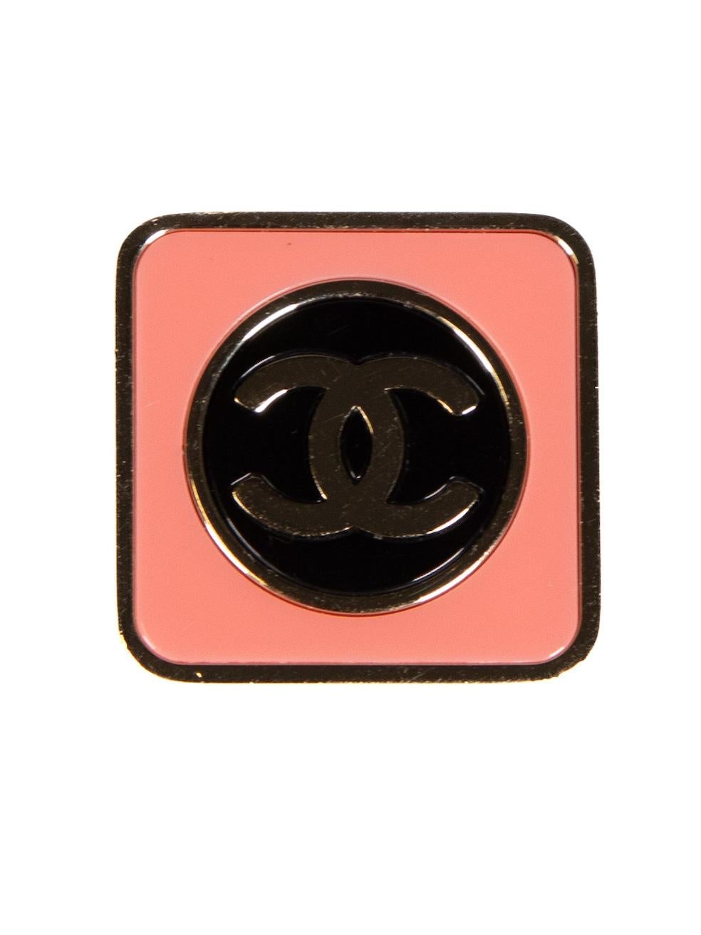 Women's Chanel 2023 Pink Square Interlocking CC Logo Earrings