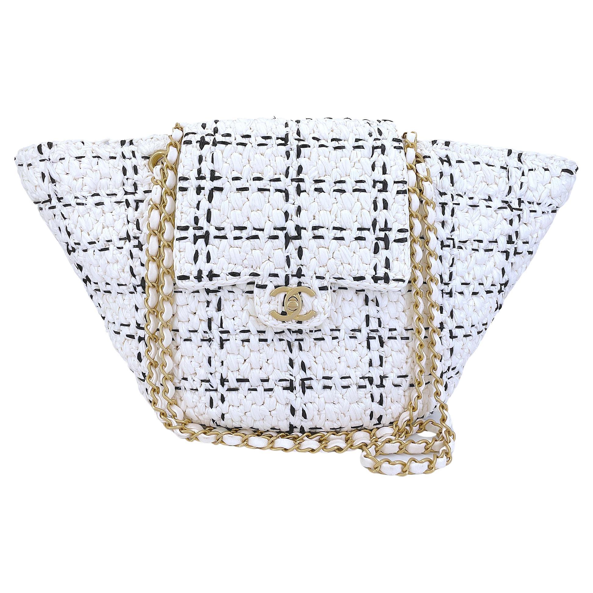 Chanel white tote sale