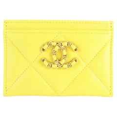 Chanel 2023 Rare Bright Yellow Leather 19 Card Holder 1CC55a