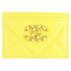 Chanel 2023 Rare Bright Yellow Leather 19 Card Holder 3CJ1214