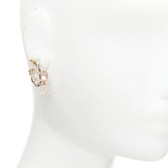 CHANEL 2023 Runway stone twisted chain CC crystal rhinestone mini hoop earrings