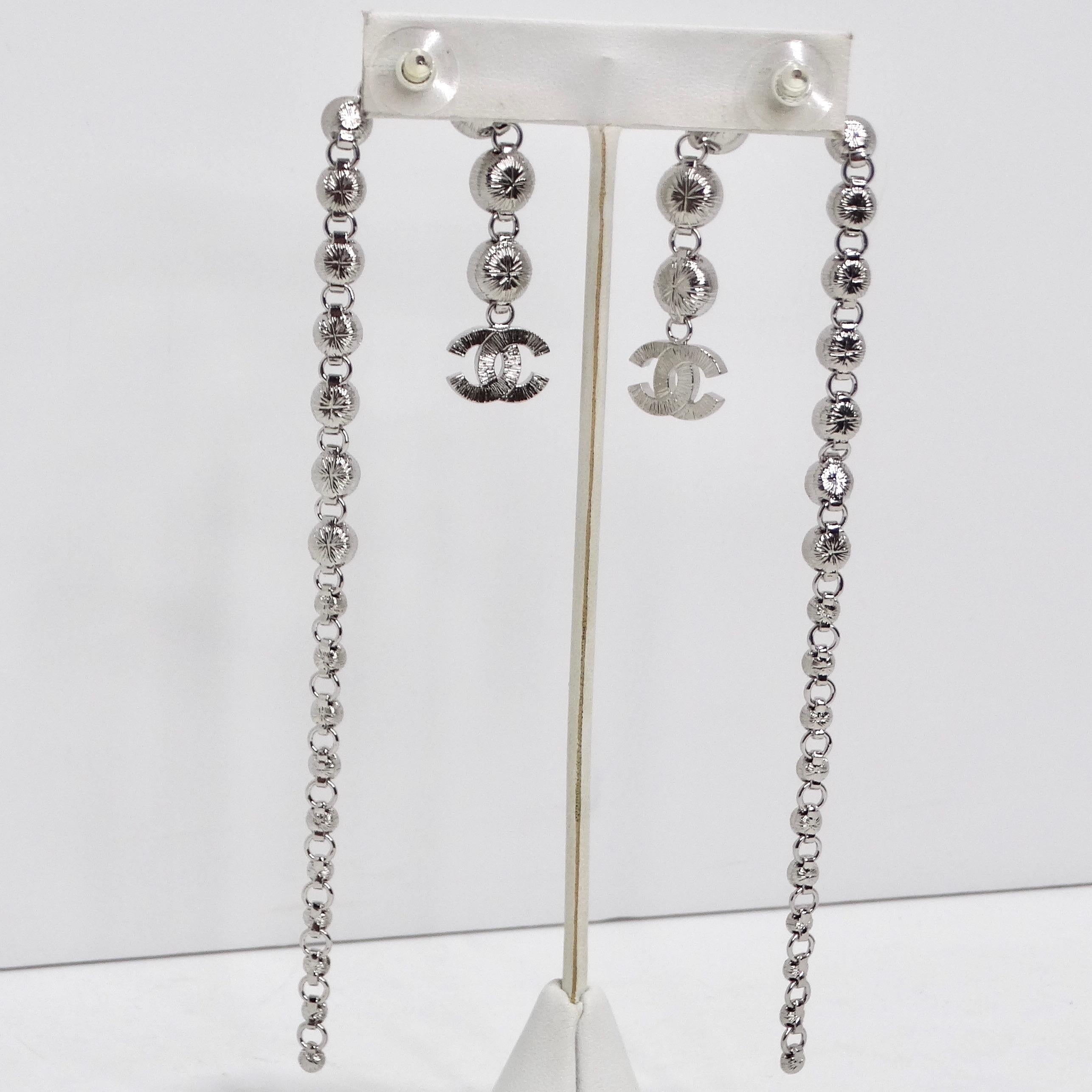 Chanel 2023 Silver Crystal Chandelier Earrings 3