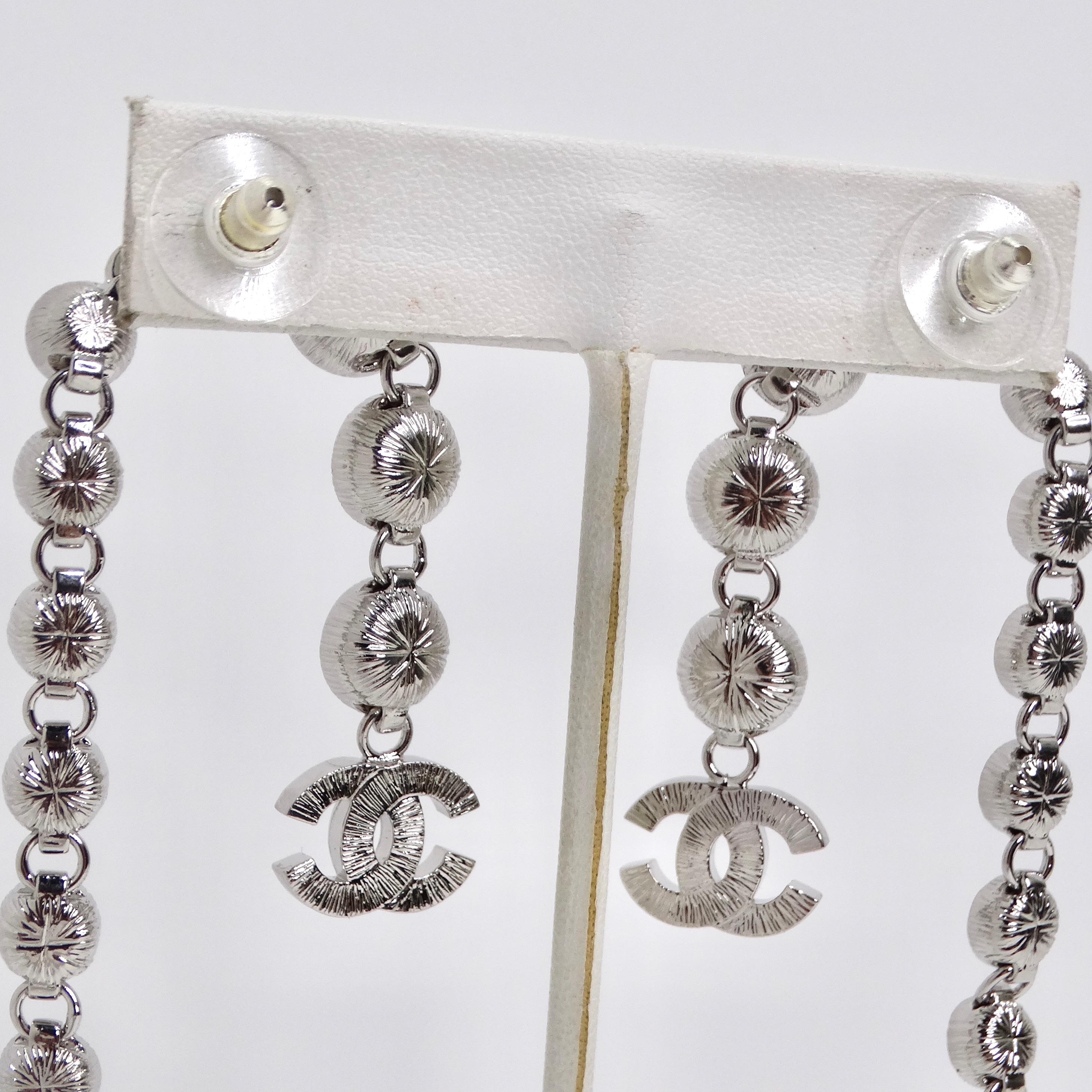 Chanel 2023 Silver Crystal Chandelier Earrings 4