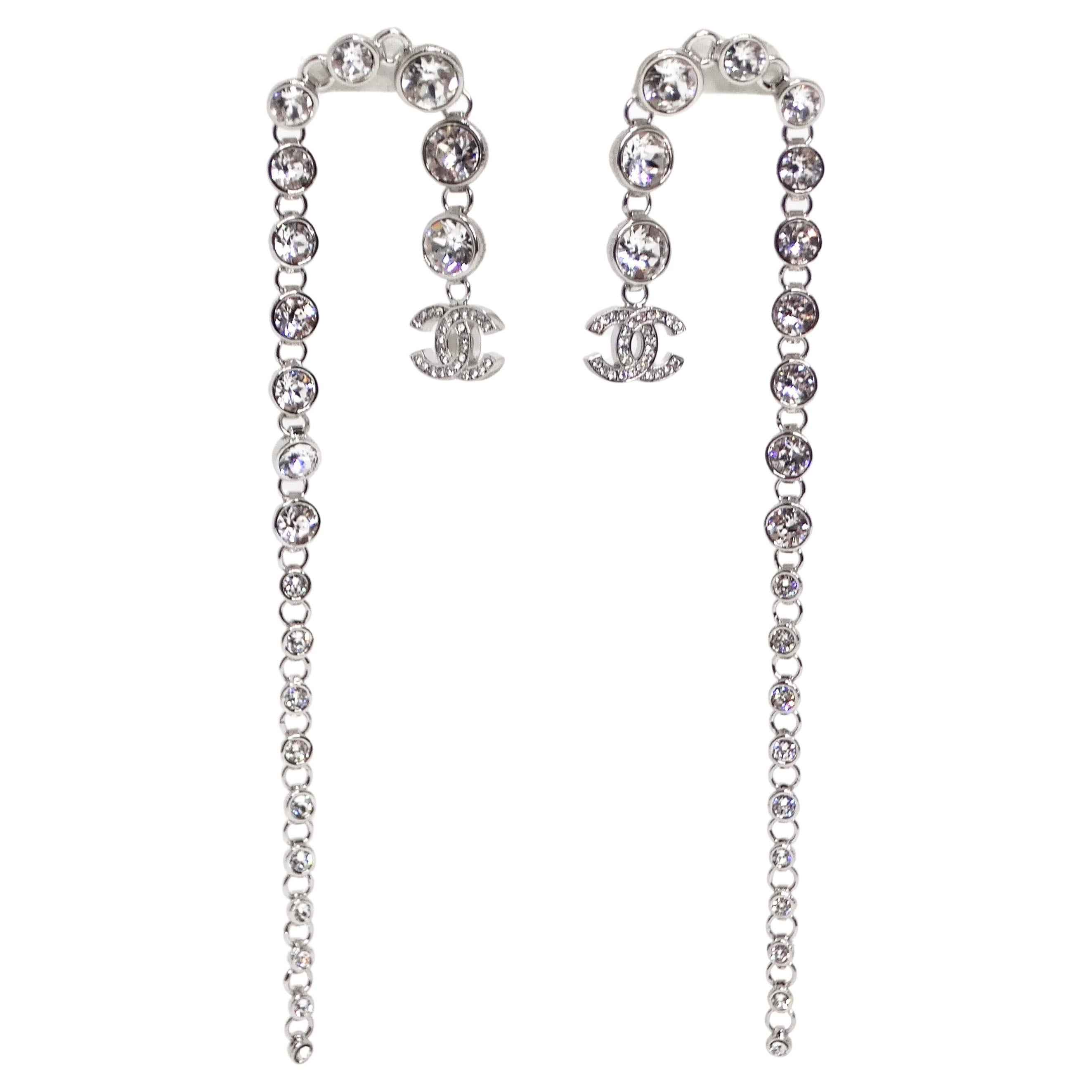 Chanel 2023 Silver Crystal Chandelier Earrings