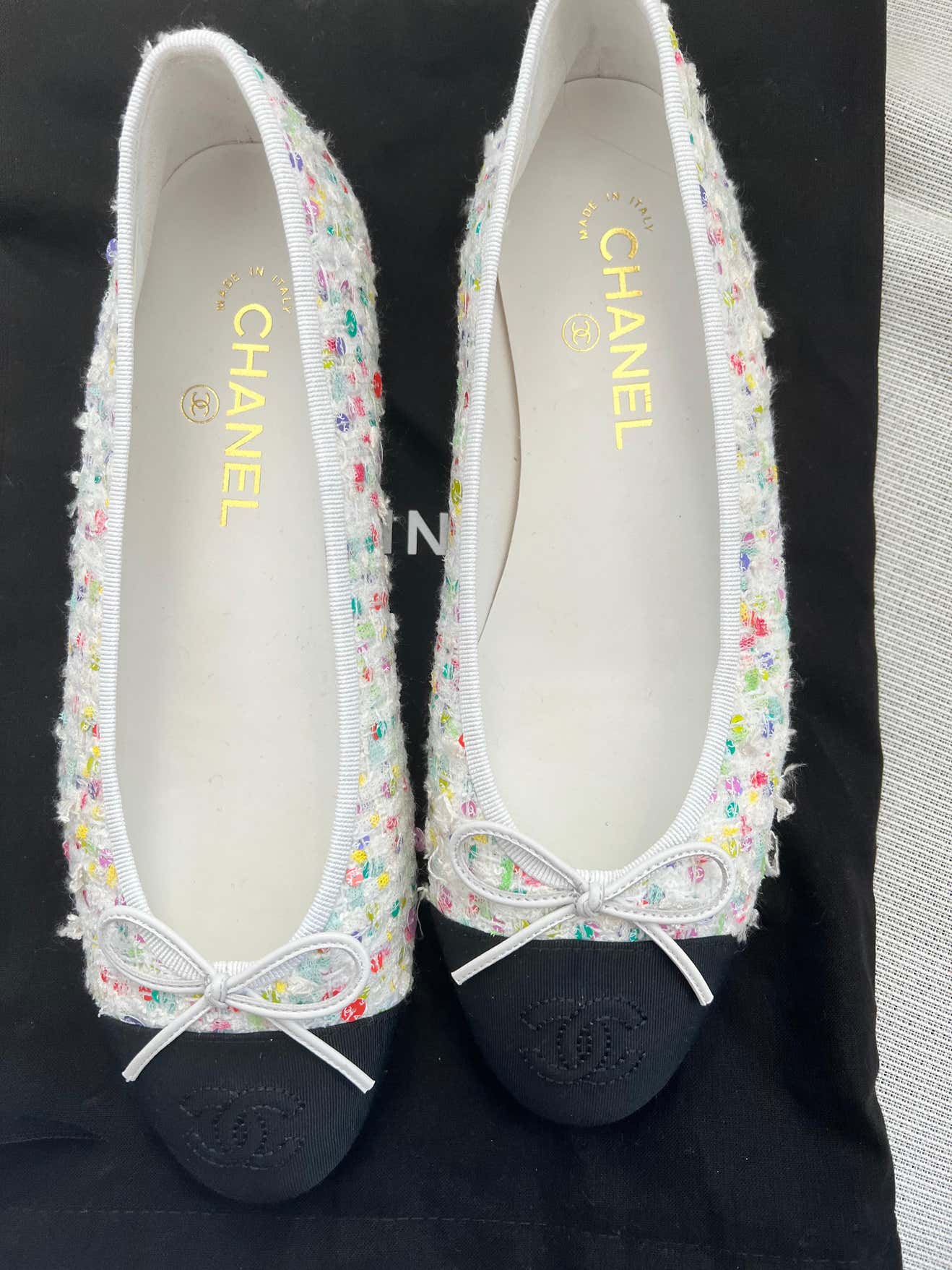 Chanel 2023 Spring multi color tweed ballerina For Sale at 1stDibs