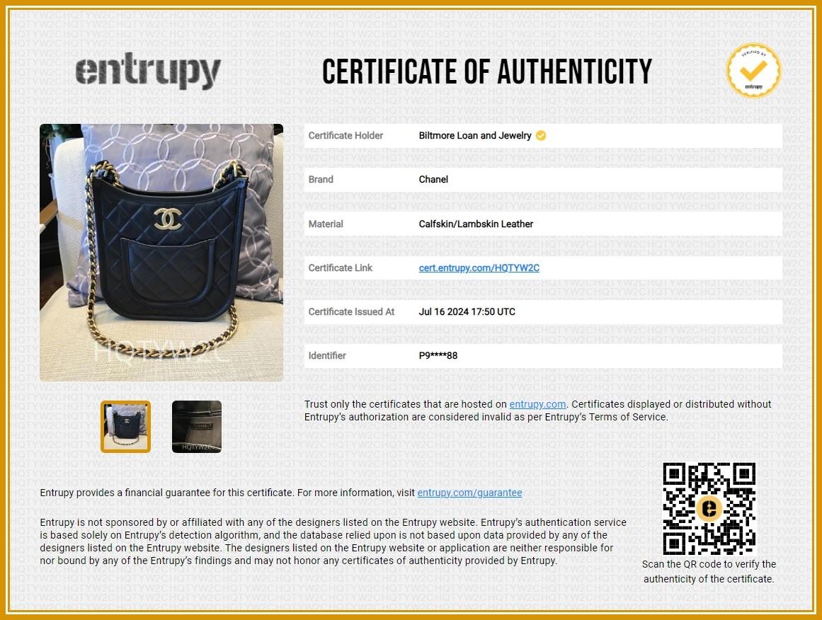 Chanel 2024 Black Calfskin Quilted CC Crossbody Hobo Handbag 7