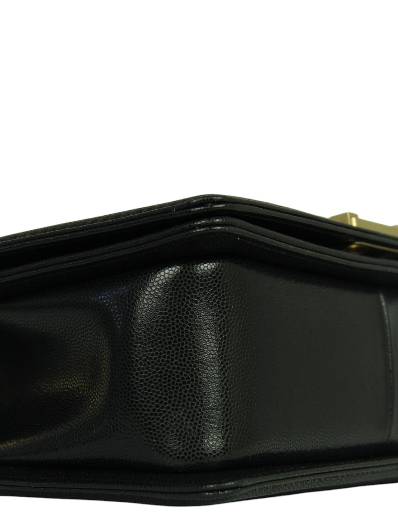 Women's Chanel 2024 Black Caviar Leather Quilted Medium Top Handle Boy Bag For Sale