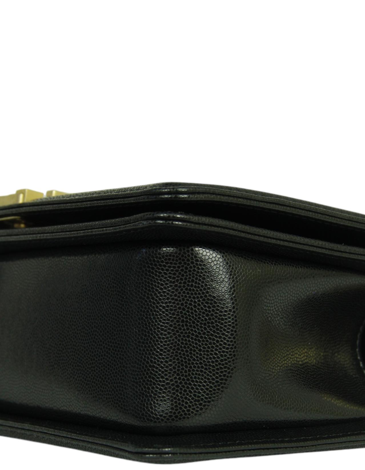 Chanel 2024 Black Caviar Leather Quilted Medium Top Handle Boy Bag For Sale 1