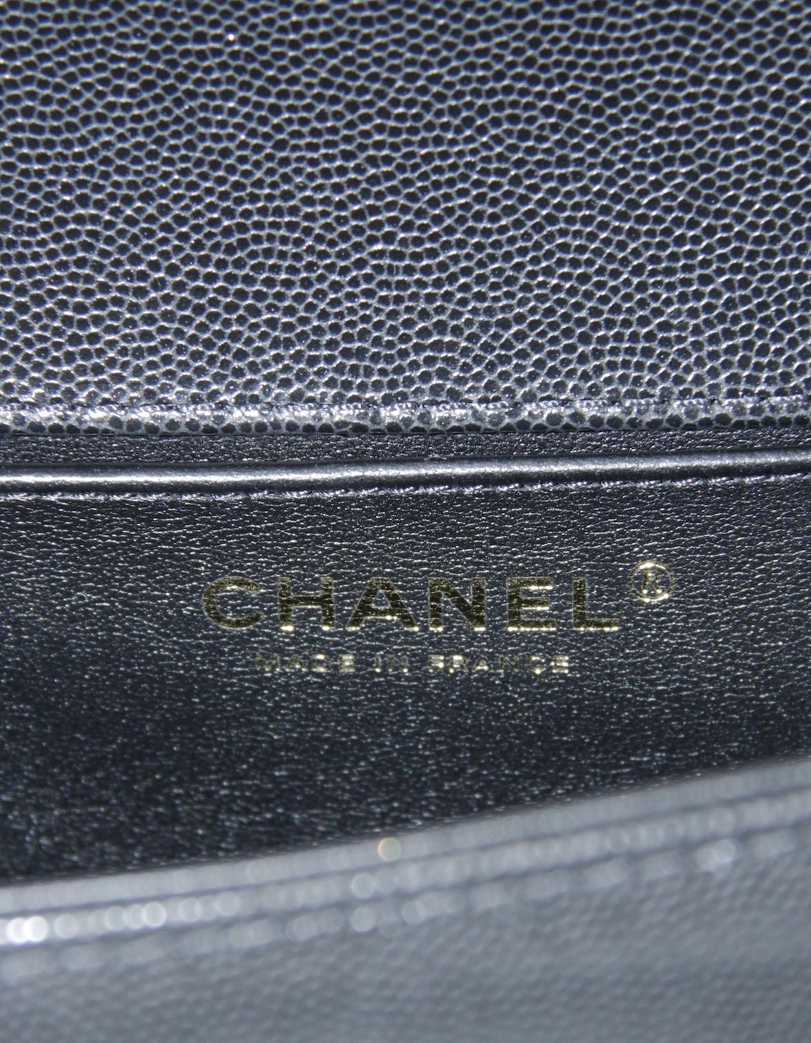 Chanel 2024 Black Caviar Leather Quilted Medium Top Handle Boy Bag For Sale 5
