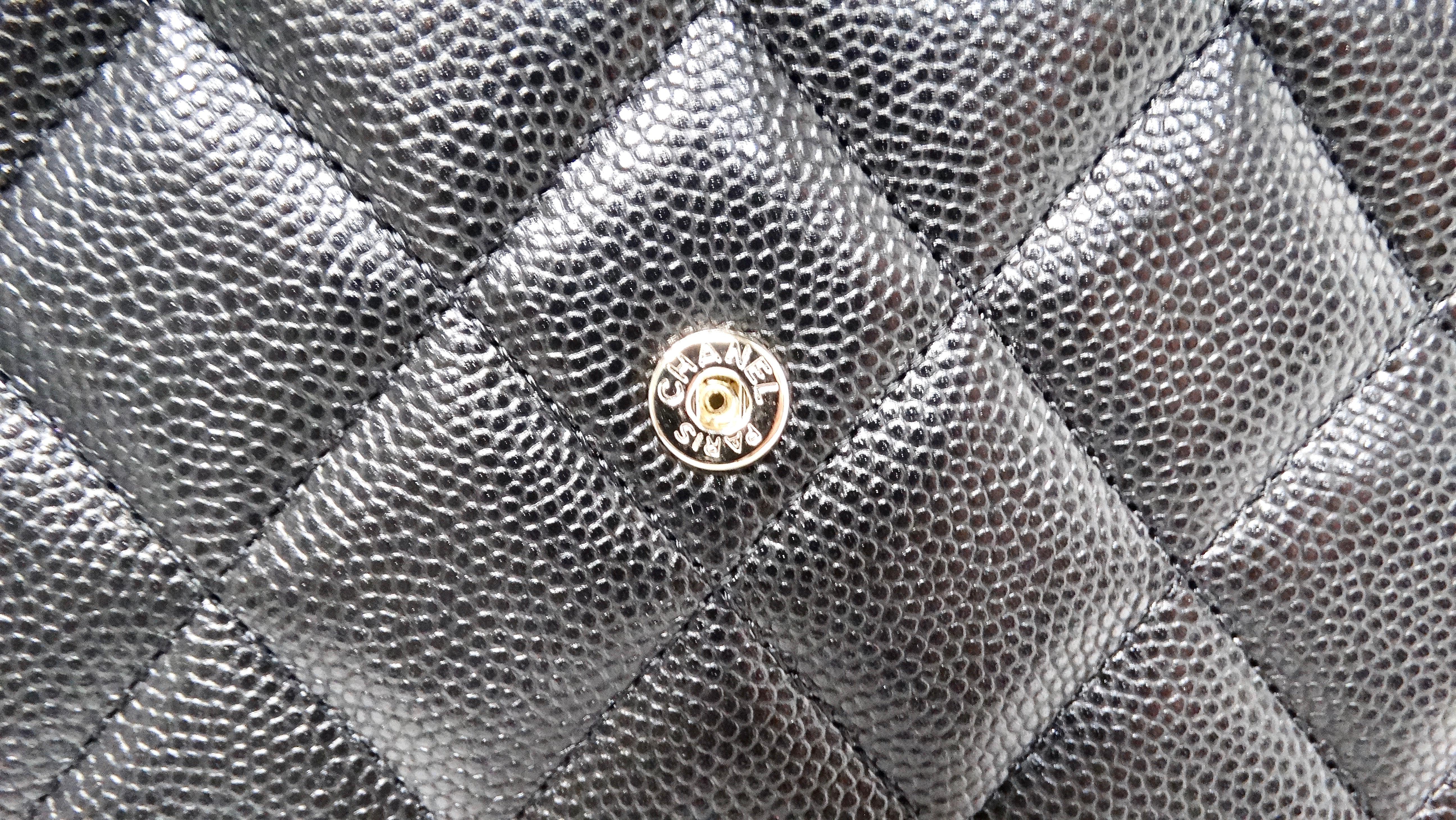 Chanel 2024 Black Caviar Quilted Leather Long Flap Wallet For Sale 3