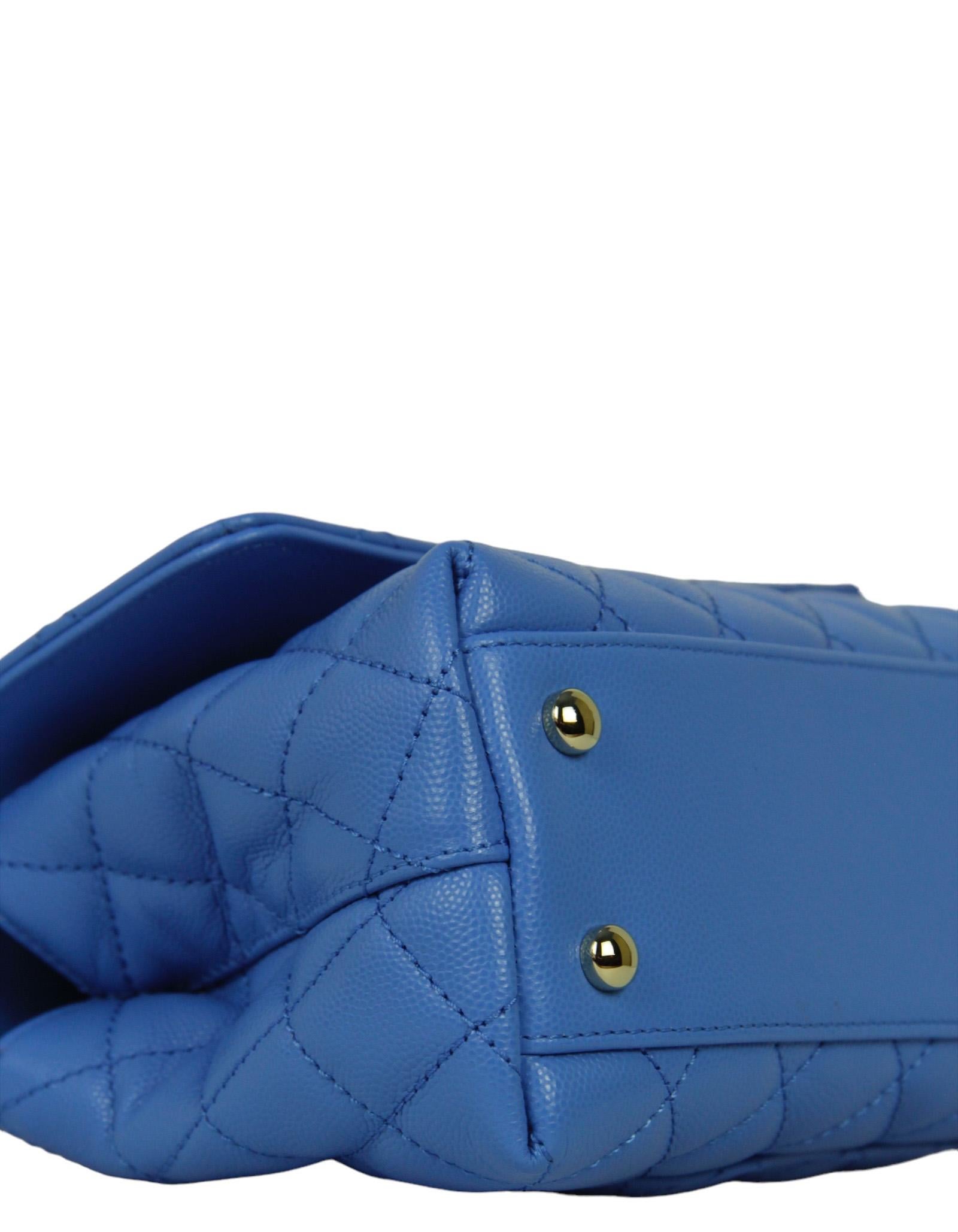 Chanel 2024 Blue Quilted Caviar Leather Mini Coco Handle Flap Bag w/ Strap 1