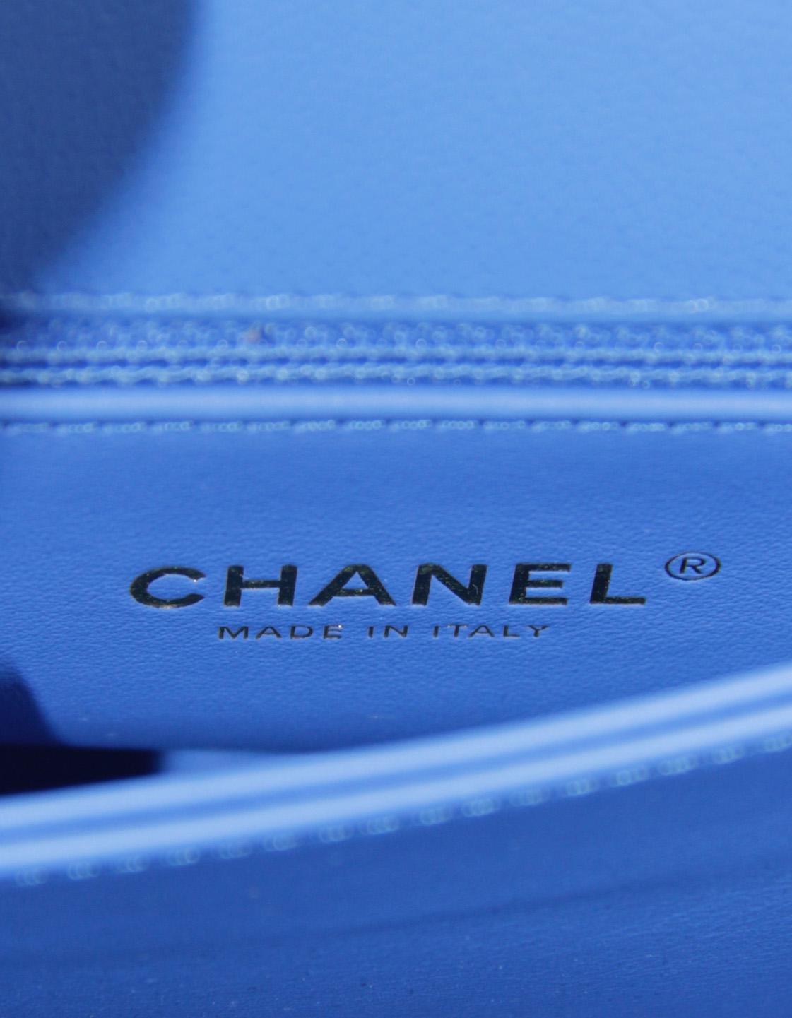 Chanel 2024 Blue Quilted Caviar Leather Mini Coco Handle Flap Bag w/ Strap 4
