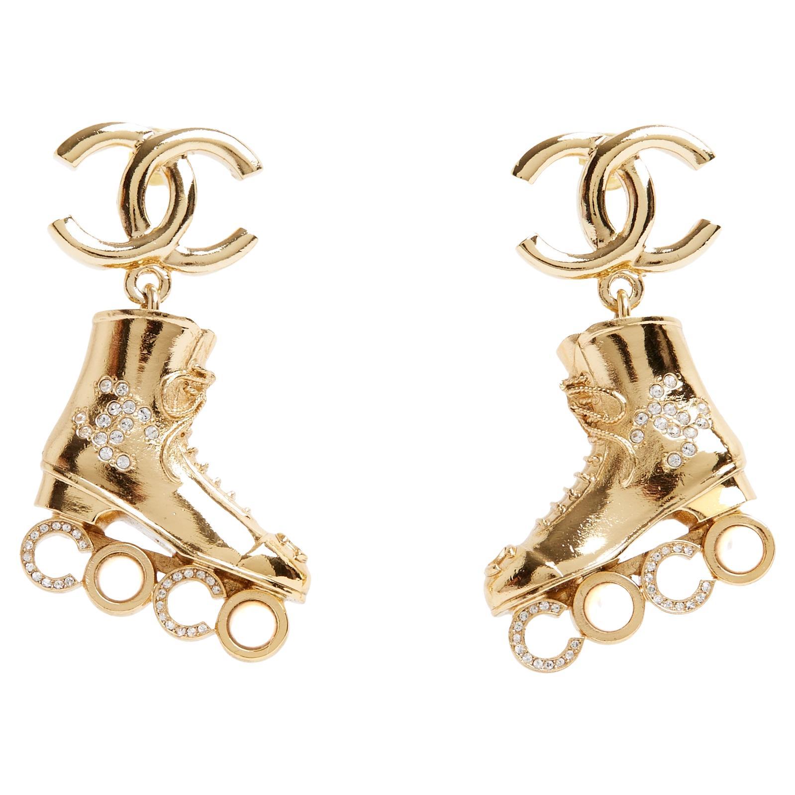 Chanel 2024 Boucles Clous LA Cruise Coco Rollerskates CC Earrings Studs in box For Sale