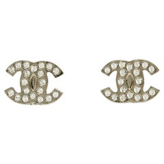 Chanel 2024 Boucles d'oreille Clous CC Silver Rhinestones Micro Earrings Studs
