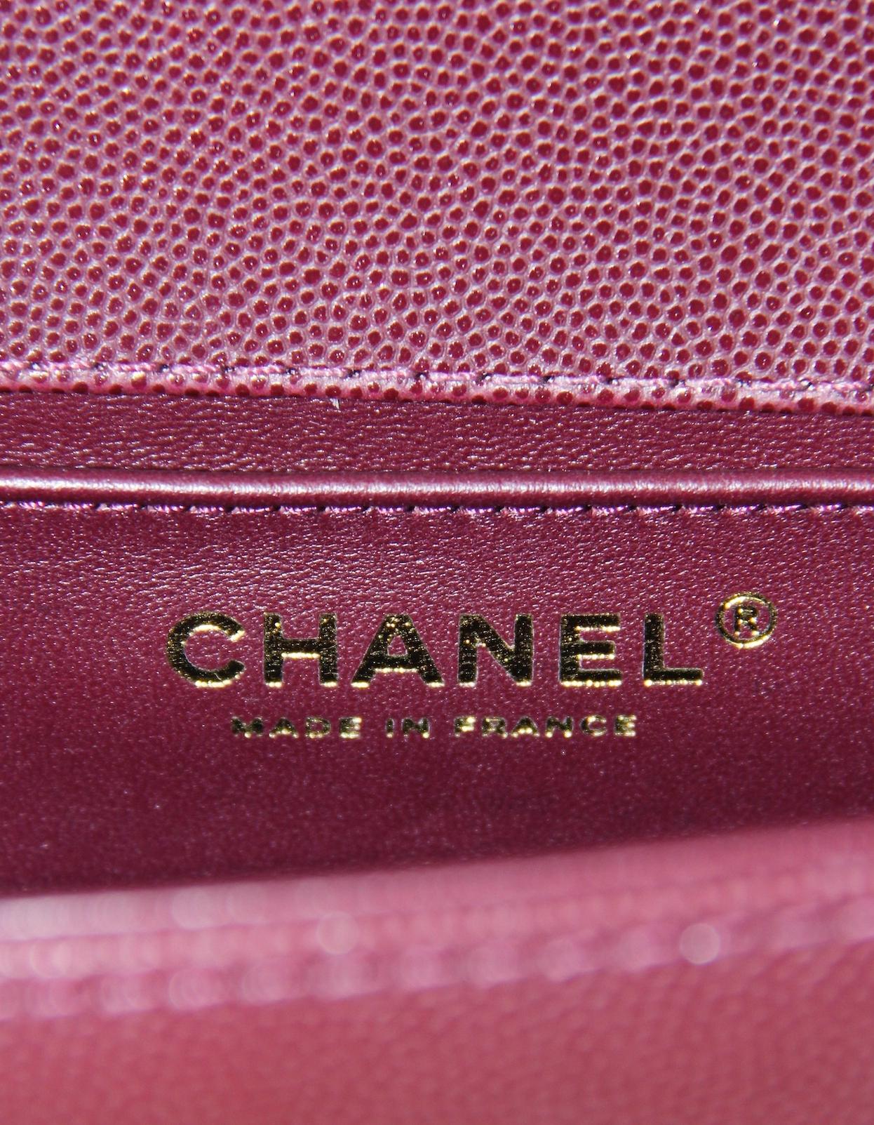 Chanel 2024 Burgundy Caviar Leather Quilted Medium Top Handle Boy Bag 3