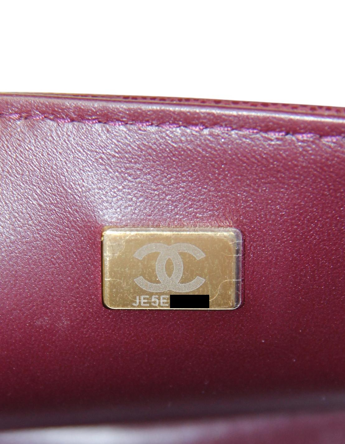 Chanel 2024 Burgundy Caviar Leather Quilted Medium Top Handle Boy Bag 4