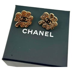 Chanel 2024 Gold CC Clover Stud Earrings