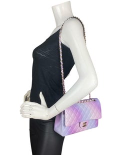 Chanel 2024 Lilac Tie Dye Ombre Lambskin Leather 10" Medium Double Flap Bag