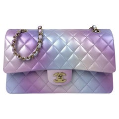 Chanel 2024 Lilac Tie Dye Ombre Lambskin Leather 10" Medium Double Flap Bag