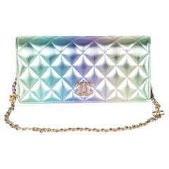 Chanel 2024 Metallic Multicolour Rainbow Lambskin Leather Strass Wallet