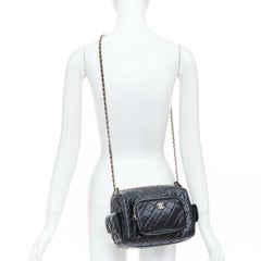 CHANEL 2024 Multi-Pocket Camera Case black quilted lambskin gold hardware bag