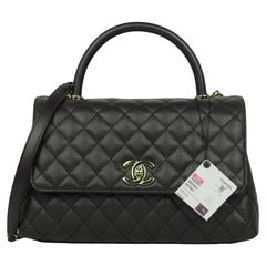 Chanel 2024 NWT Brauner Kaviar Kleine Coco Griff Klappe Tasche