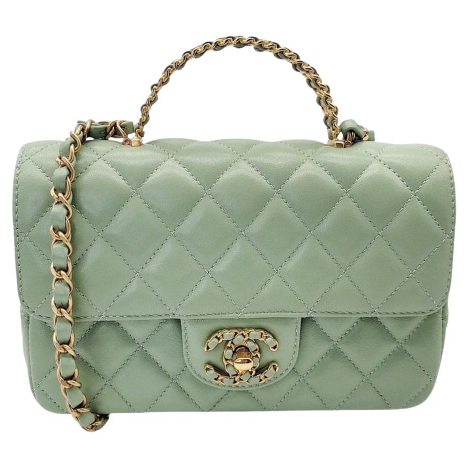 Chanel 2024 Rectangular Mini Strass Logo Top Flap Bag For Sale