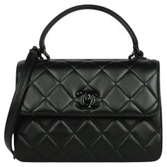 Chanel 2024 So Black Lambskin Quilted Small Trendy CC Dual Handle Flap Bag