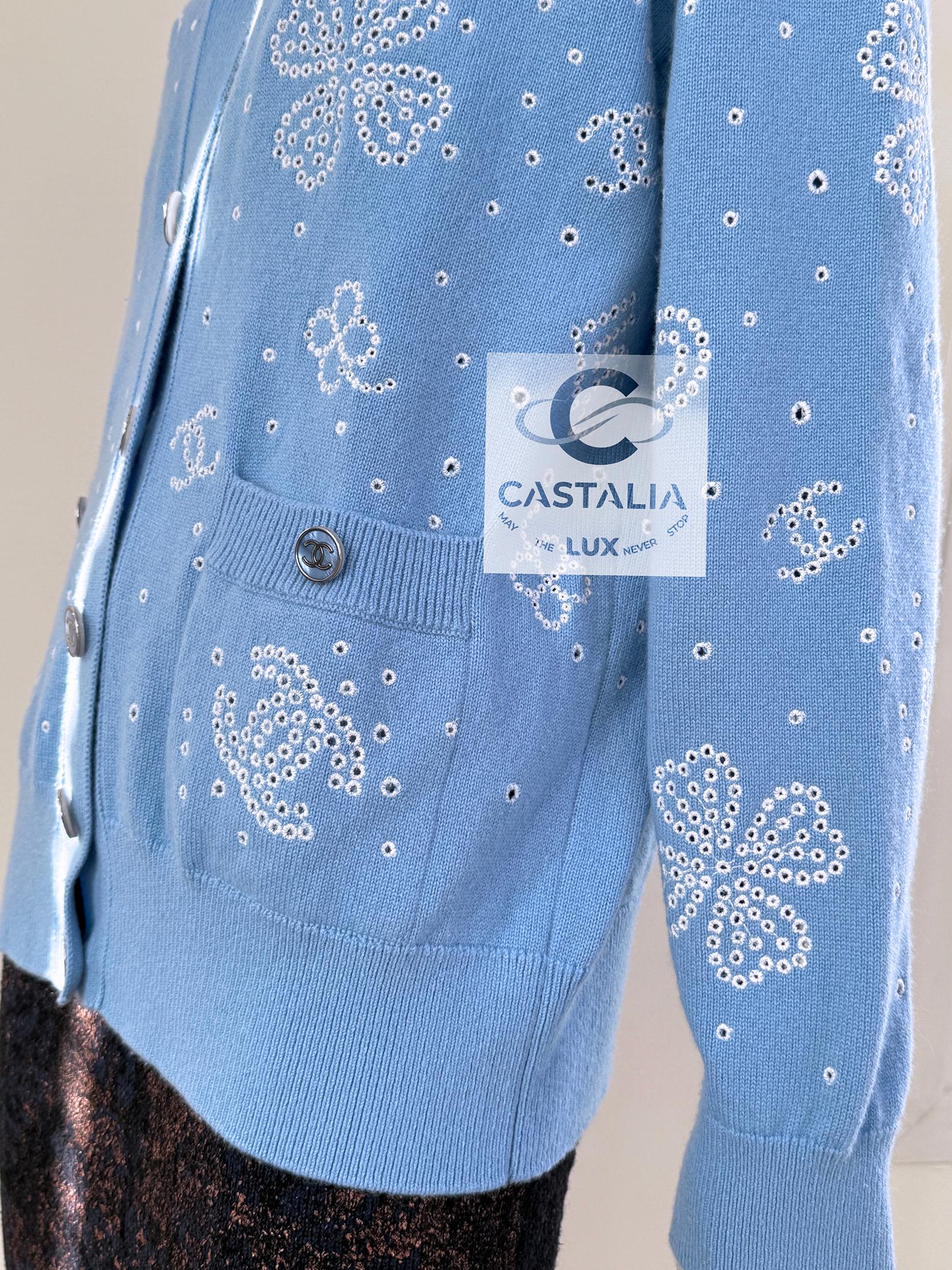 Chanel 2024 Spring Iconic Embroidered Cardigan 38 FR 6